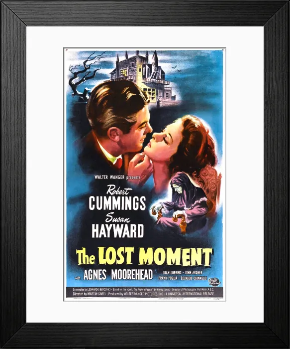 Framed Print : THE LOST MOMENT, US poster, from left: Robert Cummings, Susan Hayward, Agnes Moorehead, 1947