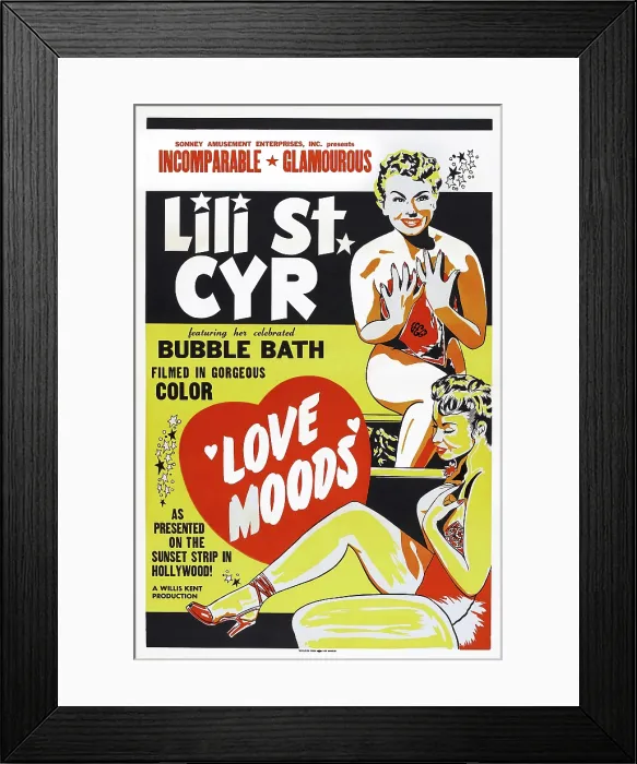 Framed Print : LOVE MOODS, US poster art, Lili St. Cyr, 1952 Framed Print : LOVE MOODS, US poster art, Lili St. Cyr, 1952