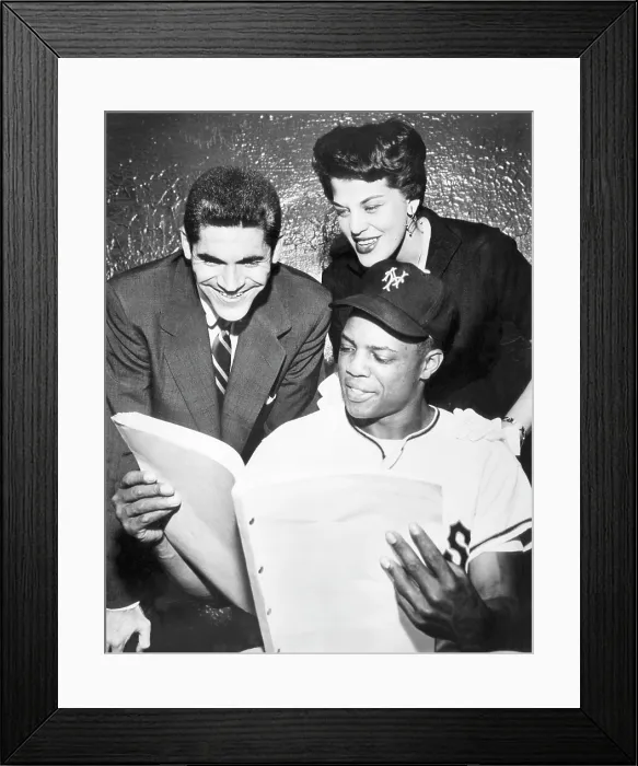 Framed Print : Ronny Graham, Kaye Ballard, New York Yankee Willie Mays (seated), c. 1954.. Courtesy: CSU Archives  /  Everett Collection