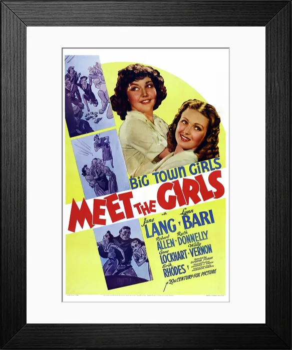 Framed Print : MEET THE GIRLS, US poster art, from left: Lynn Bari, June Lang, 1938, TM & Copyright 20th Century Fox Film Corp. All rights reserved / courtesy Everett Collection