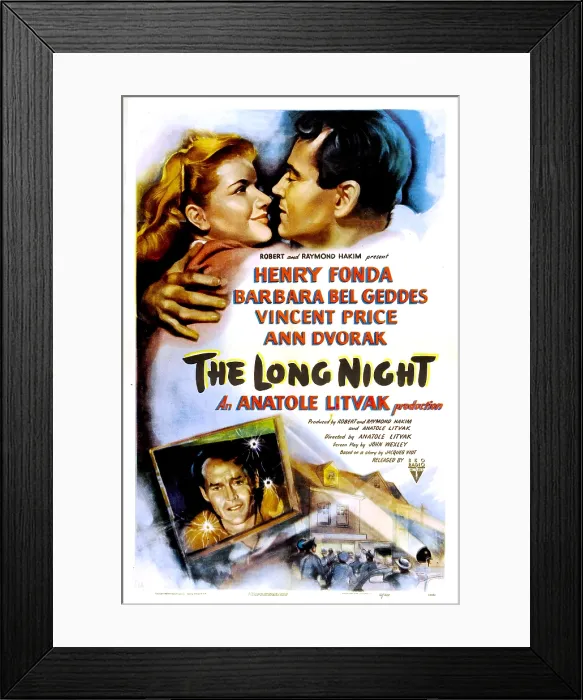 Framed Print : THE LONG NIGHT, US poster, Barbara Bel Geddes, Henry Fonda, 1947 Framed Print : THE LONG NIGHT, US poster, Barbara Bel Geddes, Henry Fonda, 1947