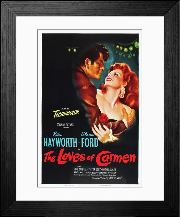 Framed Print : THE LOVES OF CARMEN, (aka LOS AMANTES DE CARMEN), from left: Glenn Ford, Rita Hayworth, 1948 Framed Print : THE LOVES OF CARMEN, (aka LOS AMANTES DE CARMEN), from left: Glenn Ford, Rita Hayworth, 1948