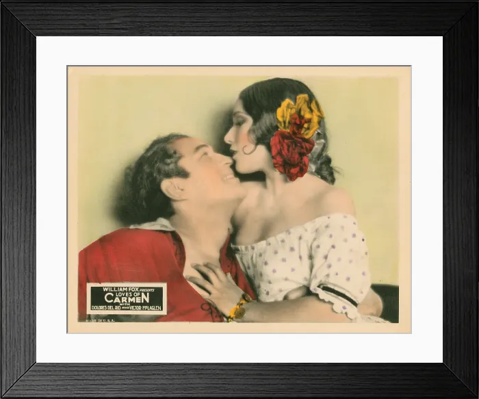 Framed Print : THE LOVES OF CARMEN, lobbycard, from left: Dolores Del Rio, Victor McLaglen, 1927