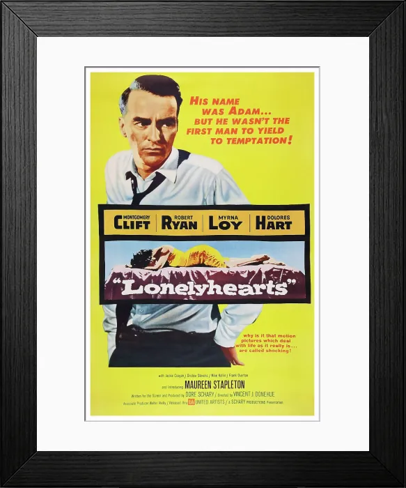 Framed Print : LONELYHEARTS, US poster art, Montgomery Clift, 1958