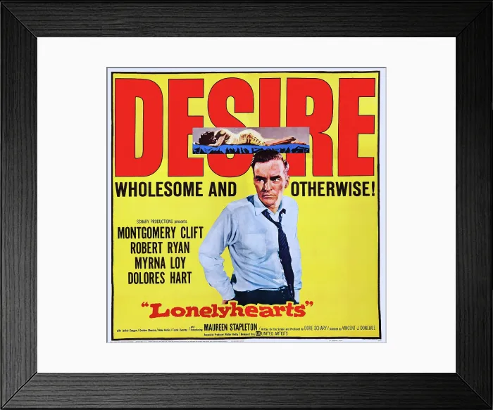 Framed Print : LONELYHEARTS, US poster art, Montgomery Clift, 1958