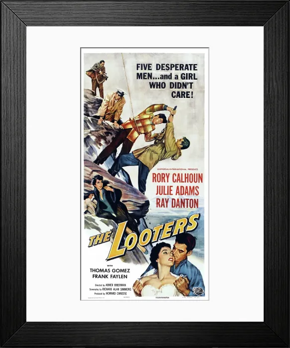 Framed Print : THE LOOTERS, US poster, bottom from left: Julie Adams, Rory Calhoun, 1955
