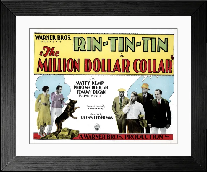 Framed Print : THE MILLION DOLLAR COLLAR, from left, Evelyn Pierce, Matty Kemp, Rin Tin Tin, Tom Dugan, 1929