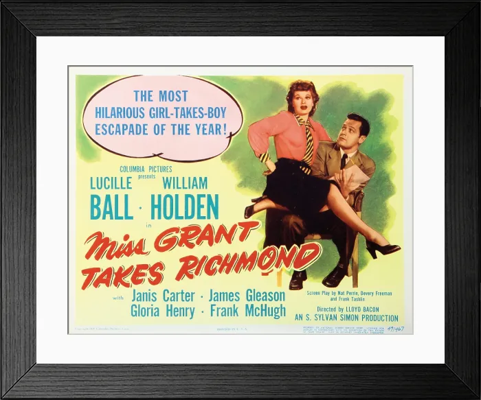 Framed Print : MISS GRANT TAKES RICHMOND, Lucille Ball, William Holden, 1949 Framed Print : MISS GRANT TAKES RICHMOND, Lucille Ball, William Holden, 1949