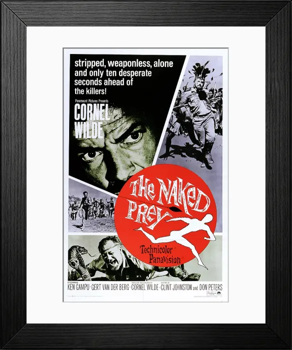 Framed Print : THE NAKED PREY, poster art, Cornel Wilde, 1966 Framed Print : THE NAKED PREY, poster art, Cornel Wilde, 1966
