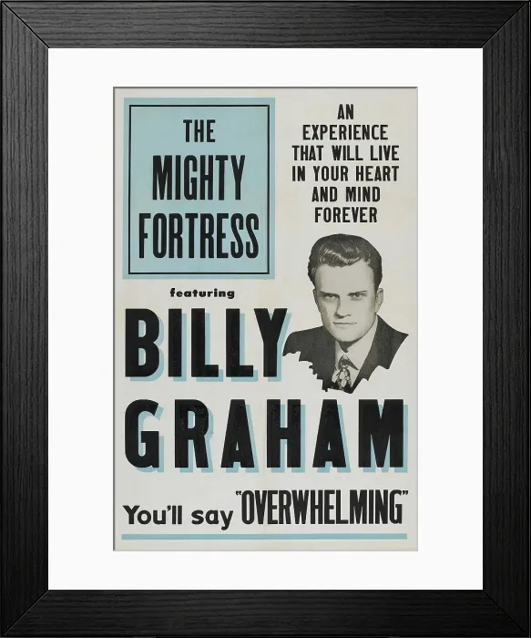 Framed Print : THE MIGHTY FORTRESS, Billy Graham, 1955 Framed Print : THE MIGHTY FORTRESS, Billy Graham, 1955