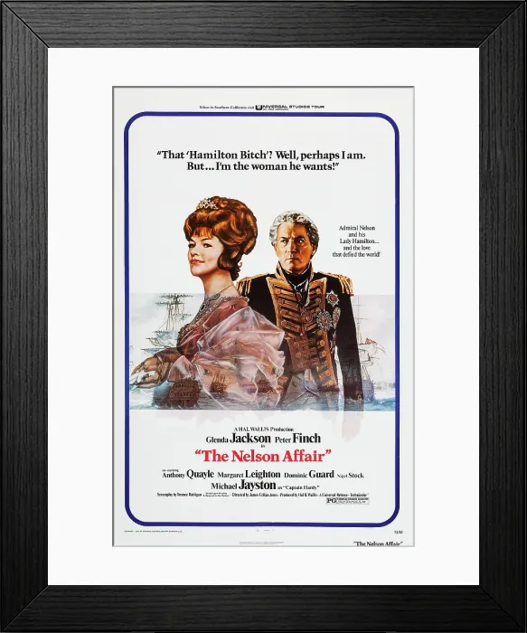 Framed Print : THE NELSON AFFAIR, (aka BEQUEST TO A NATION), US poster, from left: Glenda Jackson as Lady Hamilton, Peter Finch as Admiral Nelson, 1973