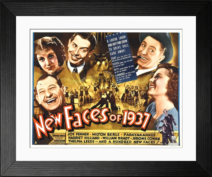 Framed Print : NEW FACES OF 1937, from bottom left: Harry Einstein (aka Harry Parke aka Parkyakarkus), Harriet Hilliard, Milton Berle, Joe Penner, Thelma Leeds, 1937