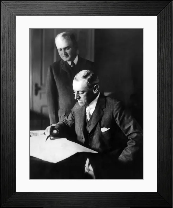Framed Print : President Woodrow Wilson (front), with his secretary Joseph Tumulty, circa 1919. Courtesy: CSU Archives / Everett Collection