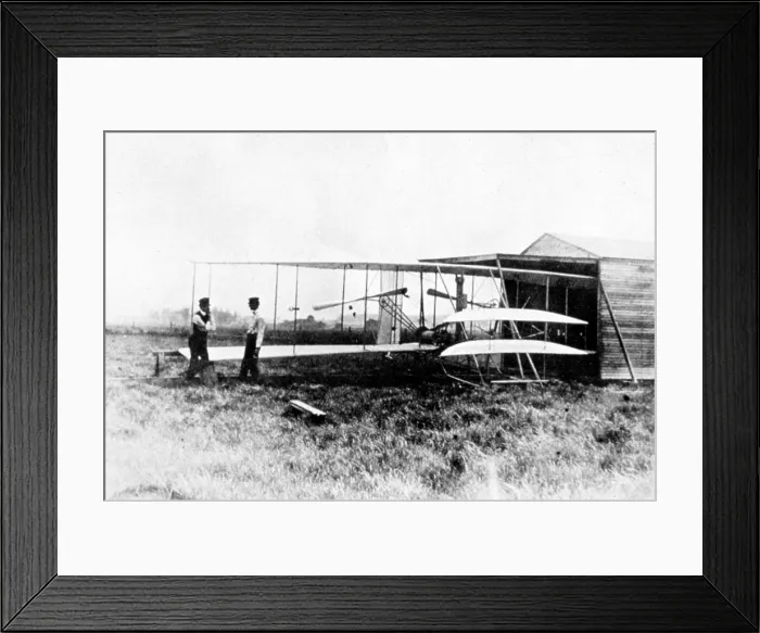 Framed Print : The Wright Brothers at Simms Station, Ohio, 1904. Courtesy: CSU Archives  /  Everett Collection