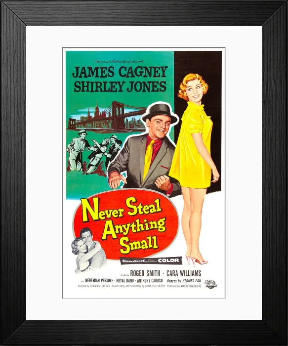 Framed Print : NEVER STEAL ANYTHING SMALL, top l-r: James Cagney, Shirley Jones, bottom l-r: Shirley Jones, Roger Smith on poster art, 1959