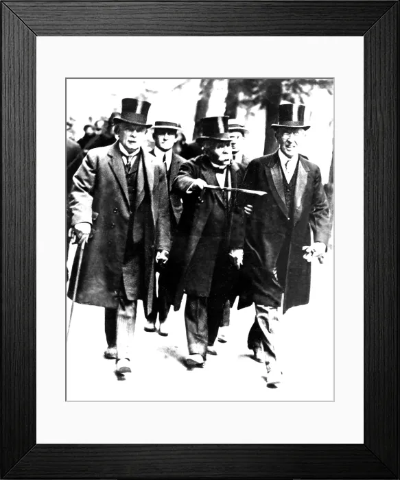 Framed Print : Lloyd George of UK, Clemenceau of France & Woodrow Wilson, President of US stroll down Champs Elysees for Paris Peace Conference, 1919
