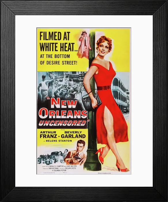 Framed Print : NEW ORLEANS UNCENSORED, US poster, top from left: Michael Ansara, Helene Stanton, bottom from left: Stacy Harris, Mike Mazurki, Arthur Franz, 1955 Framed Print : NEW ORLEANS UNCENSORED, US poster, top from left: Michael Ansara, Helene Stanton, bottom from left: Stacy Harris, Mike Mazurki, Arthur Franz, 1955
