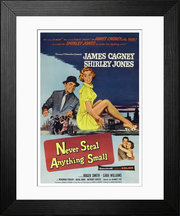 Framed Print : NEVER STEAL ANYTHING SMALL, US poster art, top from left: James Cagney, Shirley Jones; bottom from left: Roger Smith, Shirley Jones, 1959