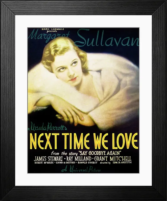 Framed Print : NEXT TIME WE LOVE, Margaret Sullavan on window card, 1936 Framed Print : NEXT TIME WE LOVE, Margaret Sullavan on window card, 1936
