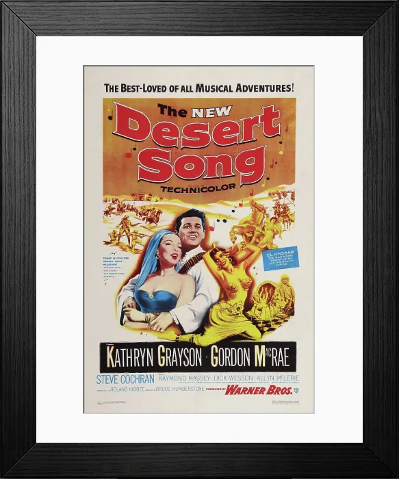 Framed Print : THE NEW DESERT SONG, US poster, from left: Kathryn Grayson, Gordon MacRae, 1953 Framed Print : THE NEW DESERT SONG, US poster, from left: Kathryn Grayson, Gordon MacRae, 1953