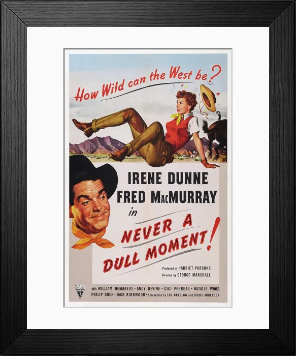 Framed Print : NEVER A DULL MOMENT, US poster art, from left: Fred MacMurry, top: Irene Dunne, 1950