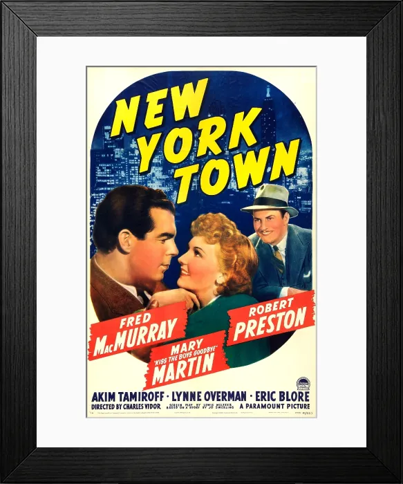 Framed Print : NEW YORK TOWN, US poster, from left: Fred MacMurray, Mary Martin, Robert Preston, 1941