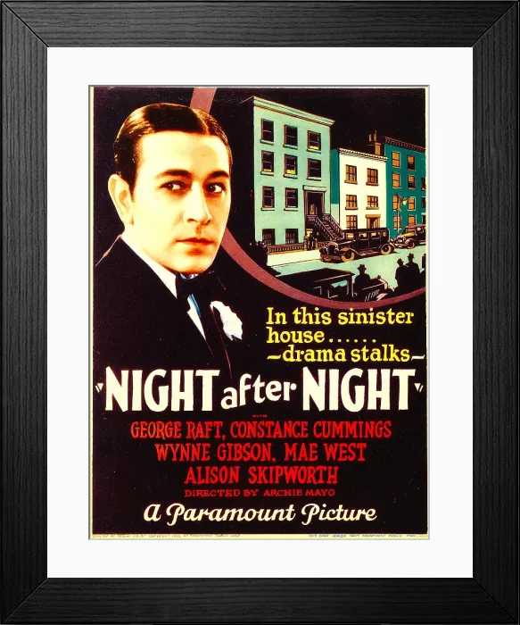 Framed Print : NIGHT AFTER NIGHT, George Raft on midget window card, 1932 Framed Print : NIGHT AFTER NIGHT, George Raft on midget window card, 1932