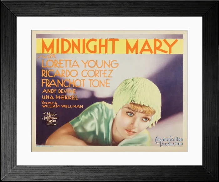 Framed Print : MIDNIGHT MARY, US lobbycard, Loretta Young, 1933