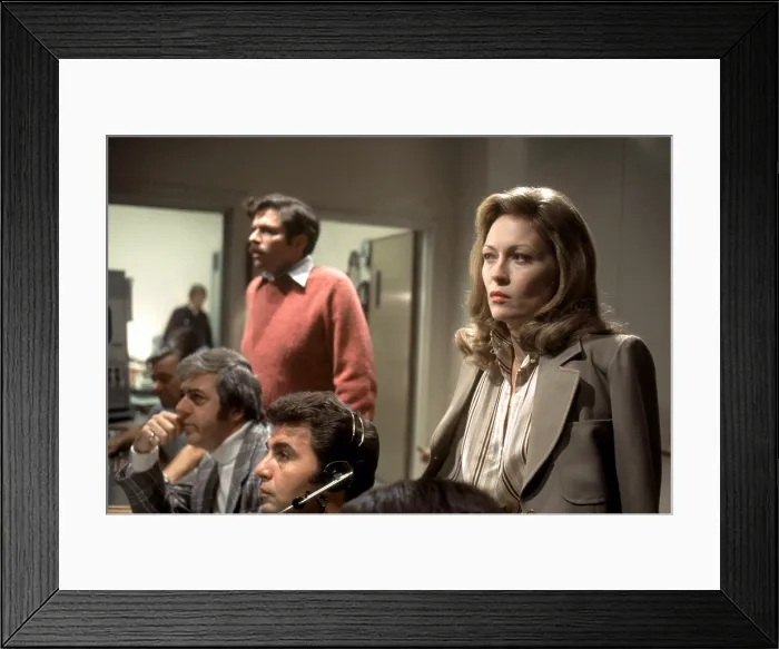 Framed Print : NETWORK, Jordan Charney (with headset), Faye Dunaway, 1976