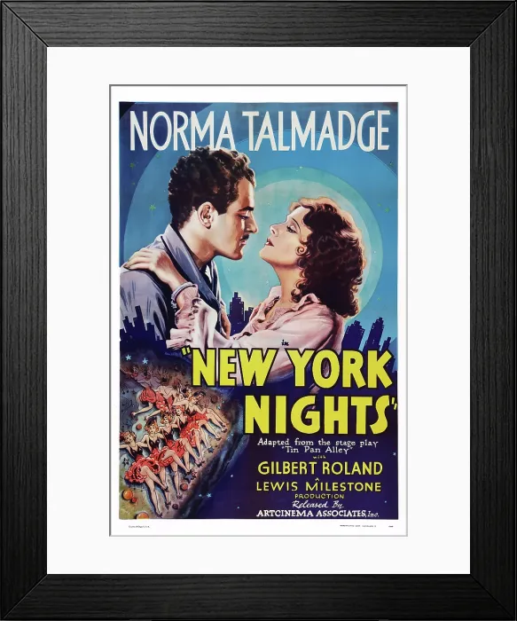 Framed Print : NEW YORK NIGHTS, US poster art, from left: Gilbert Roland, Norma Talmadge, 1929 Framed Print : NEW YORK NIGHTS, US poster art, from left: Gilbert Roland, Norma Talmadge, 1929