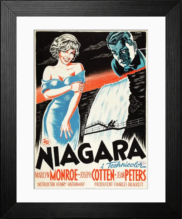 Framed Print : NIAGARA, l-r: Marilyn Monroe, Joseph Cotten on Danish poster art, 1953, TM and Copyright Everett Collection Framed Print : NIAGARA, l-r: Marilyn Monroe, Joseph Cotten on Danish poster art, 1953, TM and Copyright Everett Collection