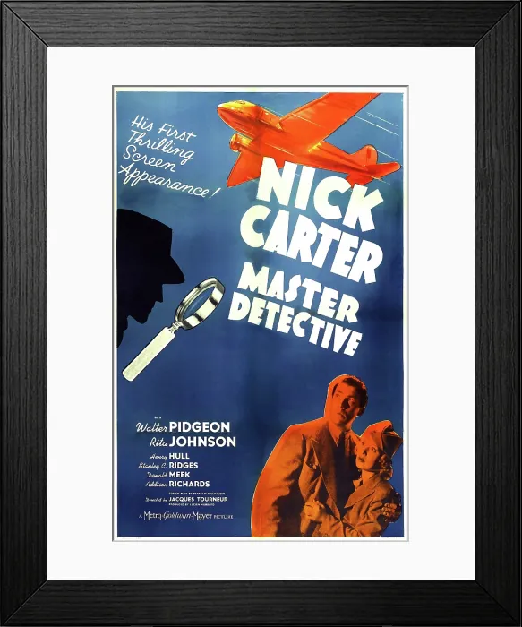 Framed Print : NICK CARTER, MASTER DETECTIVE, US poster art, from left: Walter Pidgeon, Rita Johnson, 1939