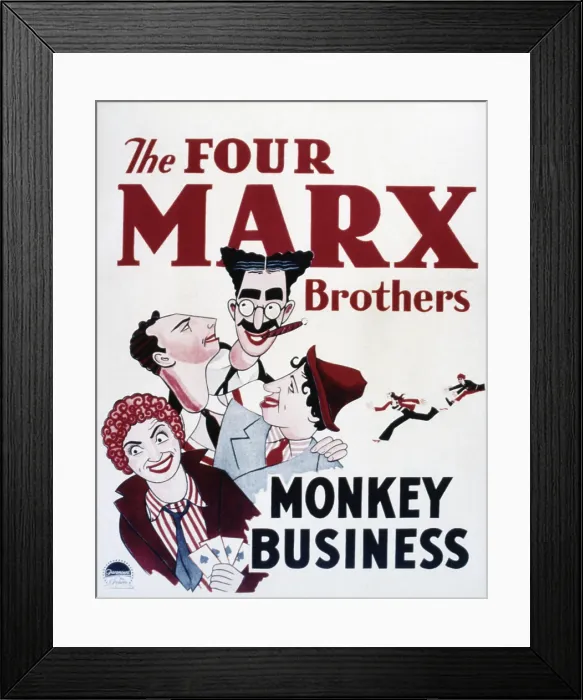 Framed Print : MONKEY BUSINESS, (clockwise from top) Groucho Marx, Chico Marx, Harpo Marx, Zeppo Marx, 1931