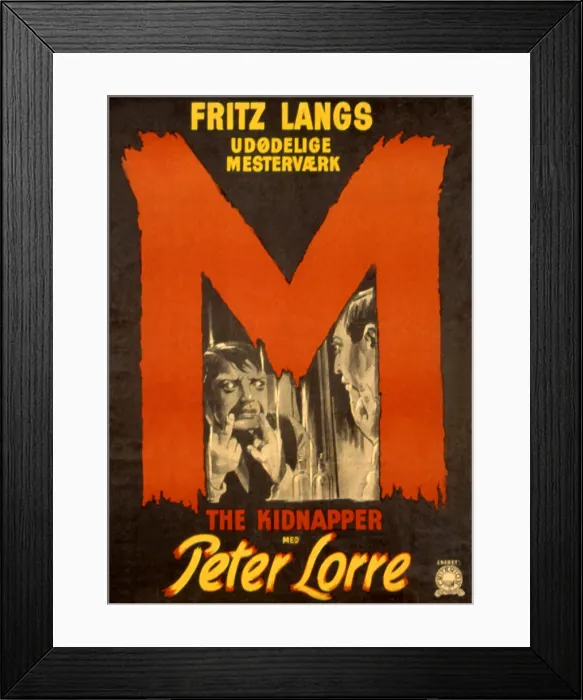 Framed Print : M, (aka M - EINE STADT SUCHT EINEN MORDER), Peter Lorre, 1931, poster art Framed Print : M, (aka M - EINE STADT SUCHT EINEN MORDER), Peter Lorre, 1931, poster art