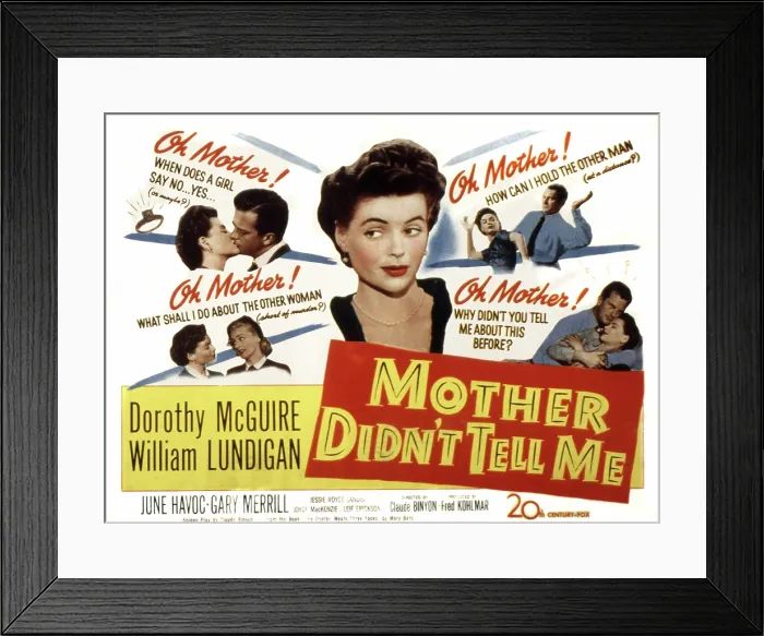 Framed Print : MOTHER DIDN'T TELL ME, Dorothy McGuire, 1950, 20th Century Fox, TM & Copyright  /  Courtesy: Everett Collection