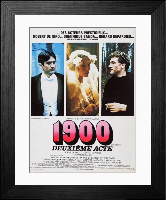 Framed Print : 1900, French poster art, from left: Robert De Niro, Dominique Sanda, Gerard Depardieu, 1976