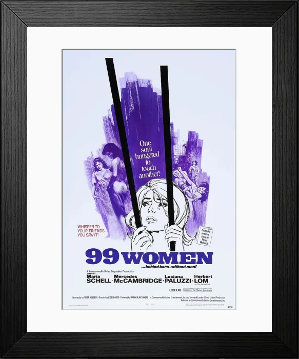Framed Print : 99 WOMEN, (aka DER HEISSE TOD), US poster, 1969 Framed Print : 99 WOMEN, (aka DER HEISSE TOD), US poster, 1969