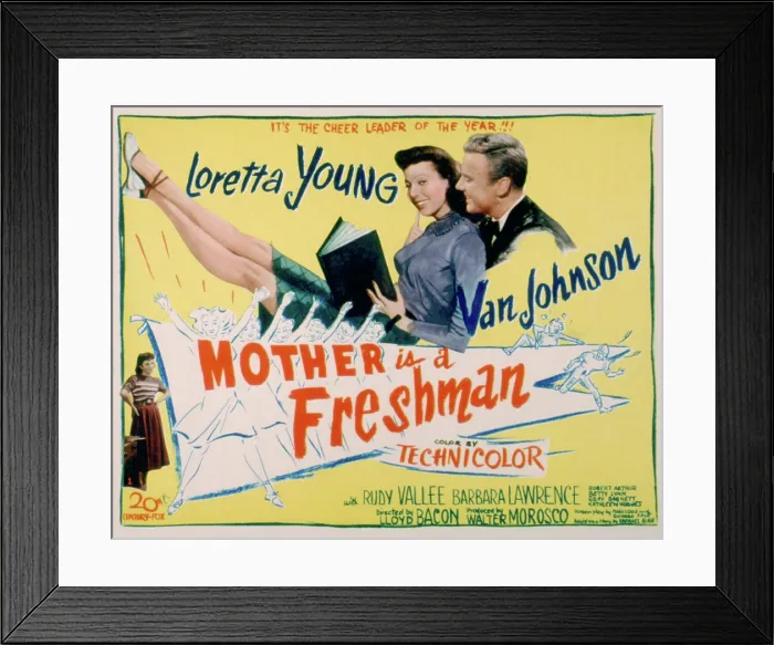 Framed Print : MOTHER IS A FRESHMAN, Betty Lynn, (lower left), Loretta Young, Van Johnson, 1949, TM and copyright 20th Century Fox Film Corp. All rights reserved  /  Courtesy: Everett Collection