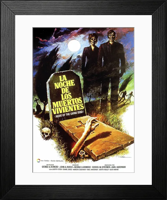 Framed Print : NIGHT OF THE LIVING DEAD, (aka LA NOCHE DE LOS MUERTOS VIVIENTES), Spanish poster art, 1968
