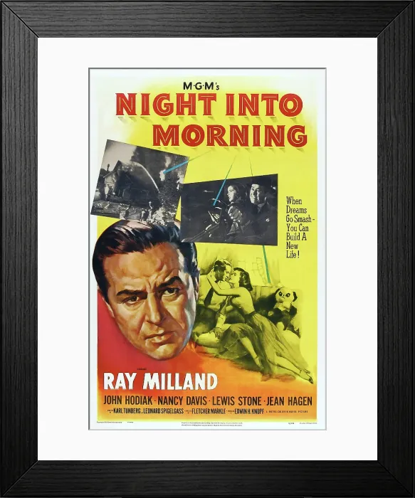 Framed Print : NIGHT INTO MORNING, US poster, bottom from left: Ray Milland (twice), Jean Hagen, 1951