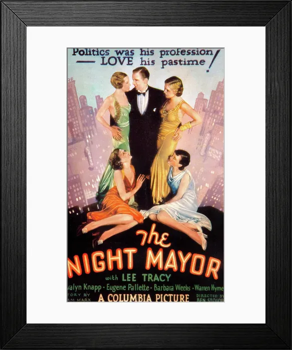 Framed Print : THE NIGHT MAYOR, US poster art, Lee Tracy (center), 1932