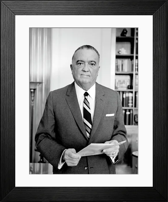 Framed Print : J. Edgar Hoover, founder of the Federal Bureau of Investigation. September 28, 1961. LC-U9-6738B-16 Framed Print : J. Edgar Hoover, founder of the Federal Bureau of Investigation. September 28, 1961. LC-U9-6738B-16