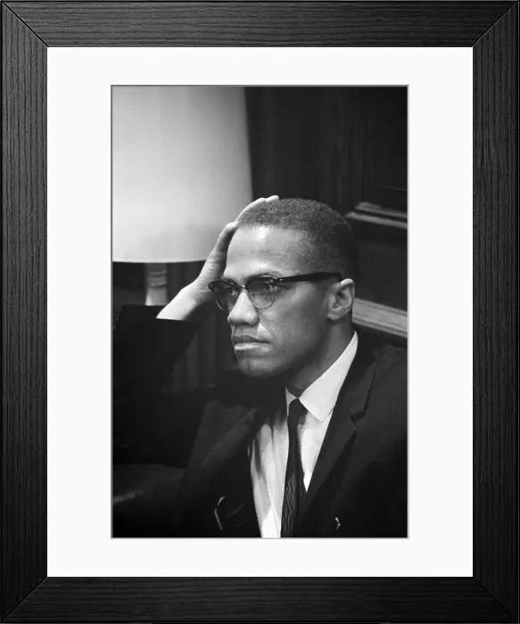 Framed Print : Malcolm X, Malcolm X waits at Martin Luther King press conference, 1964