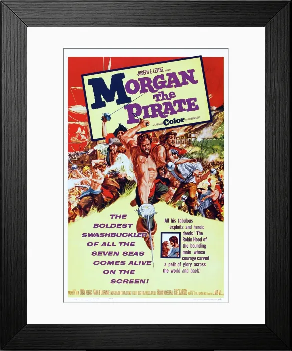 Framed Print : MORGAN, THE PIRATE, (aka MORGAN IL PIRATA), Steve Reeves (center with knife), 1960