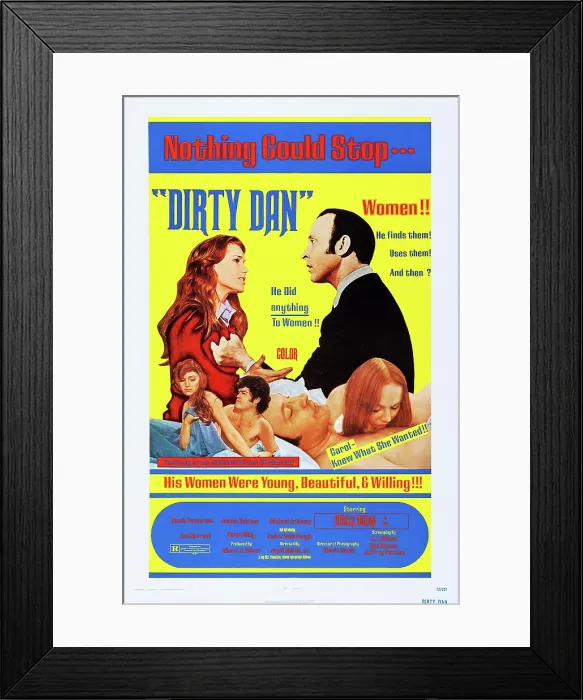 Framed Print : THE NIGHT OF THE STRANGLER, (aka DIRTY DAN'S WOMEN, aka IS THE FATHER BLACK ENOUGH?, aka THE ACE OF SPADES), bottom second from left: Mickey Dolenz on poster art, 1972