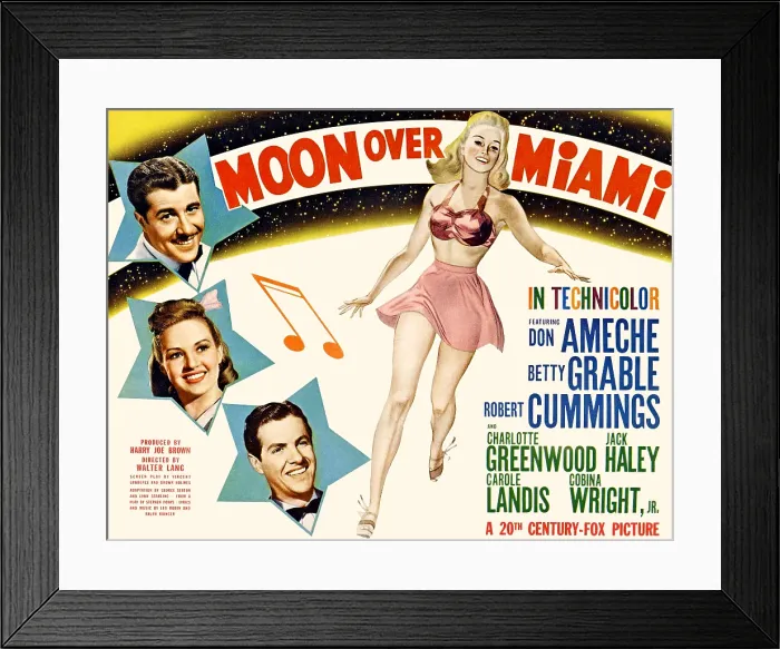 Framed Print : MOON OVER MIAMI, Don Ameche, Betty Grable, Robert Cummings, 1941, TM and copyright 20th Century Fox Film Corp. All rights reserved  /  Courtesy: Everett Collection