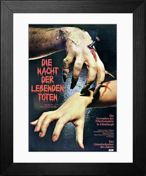 Framed Print : NIGHT OF THE LIVING DEAD, (aka DIE NACHT DER LEBENDEN TOTEN), German poster art, 1968