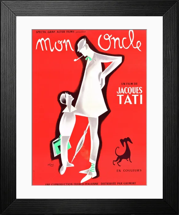 Framed Print : MON ONCLE, (aka MY UNCLE) from left: Alain Becourt, Jacques Tati, 1958 Framed Print : MON ONCLE, (aka MY UNCLE) from left: Alain Becourt, Jacques Tati, 1958