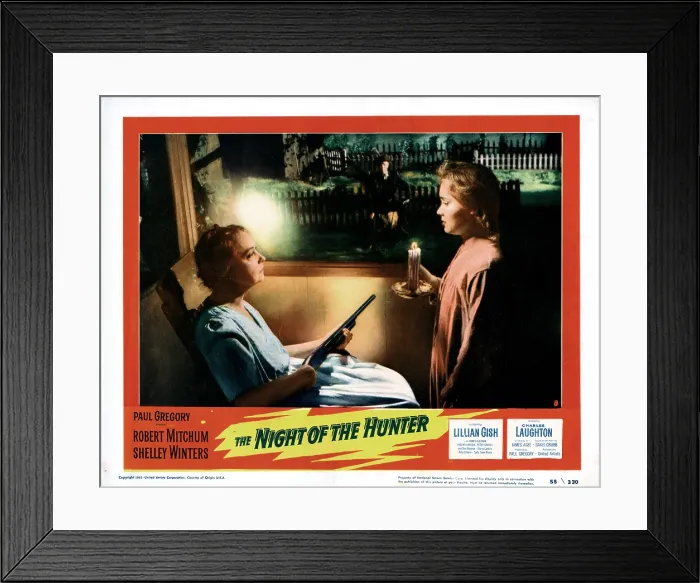 Framed Print : THE NIGHT OF THE HUNTER, Lillian Gish, Robert Mitchum, Gloria Castillo, 1955