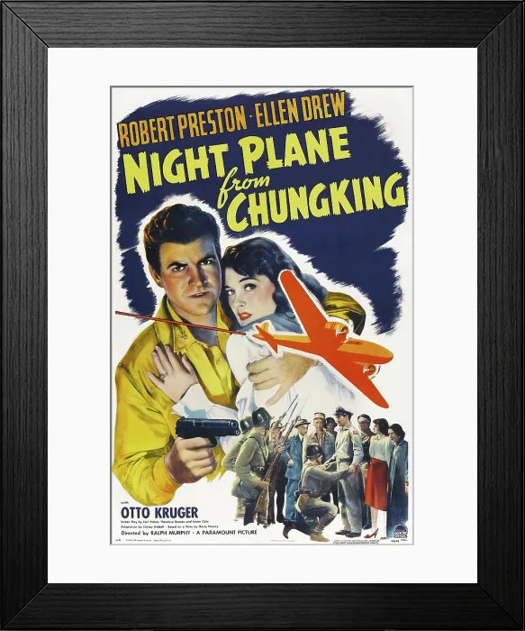 Framed Print : NIGHT PLANE FROM CHUNGKING, US poster art, from left: Robert Preston, Ellen Drew, 1943